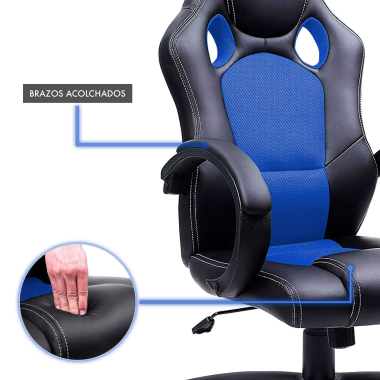 cadeira gaming azul racer pele sintetica bracos fixos 7