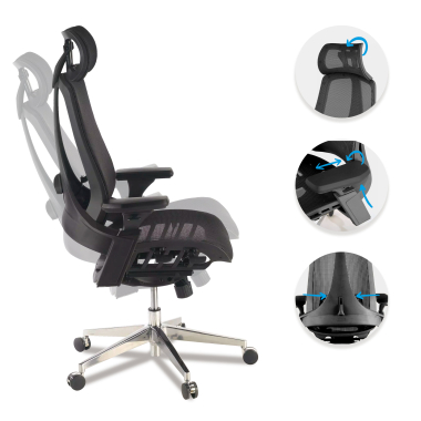 cadeira ergonomica preto thunder malha mesh bracos regulaveis 3d apoio lombar apoio de cabeca 3