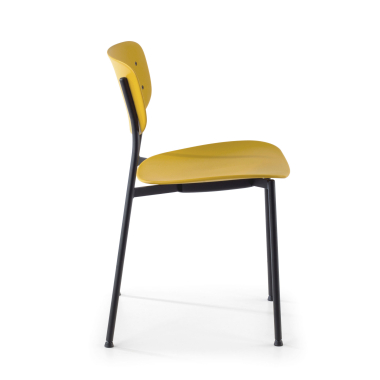 cadeira sala de espera amarelo 4 patas plastico sem bracos 6