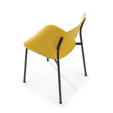 cadeira sala de espera amarelo 4 patas plastico sem bracos 8