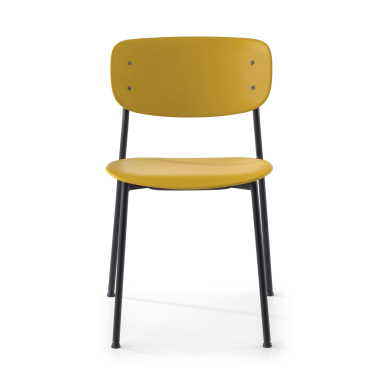 cadeira sala de espera amarelo 4 patas plastico sem bracos 3