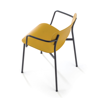cadeira sala de espera amarelo com bracos plastico bracos fixos 8