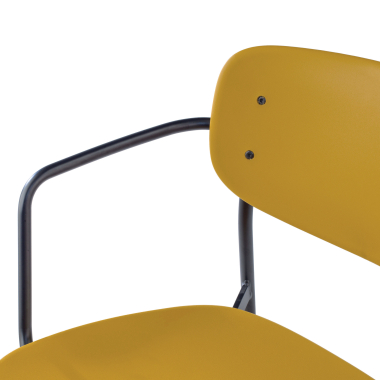 cadeira sala de espera amarelo com bracos plastico bracos fixos 5