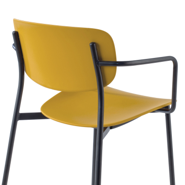cadeira sala de espera amarelo com bracos plastico bracos fixos 6