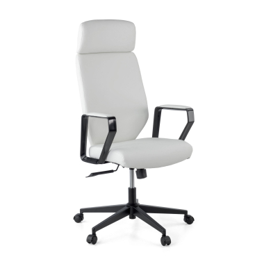 poltrona de escritorio branco saranto pele sintetica bracos fixos 1
