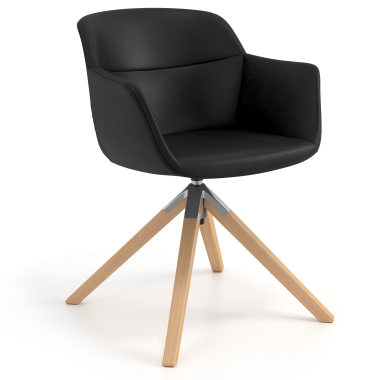 cadeira nordica preto giratoria madeira pele sintetica bracos estofados 1