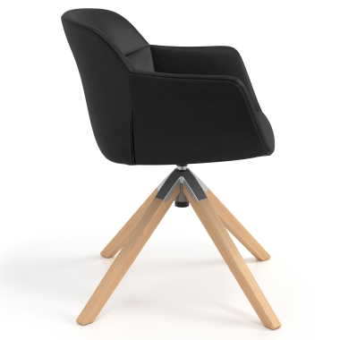 cadeira nordica preto giratoria madeira pele sintetica bracos estofados 3
