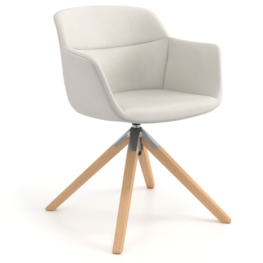 cadeira nordica branco giratoria madeira pele sintetica bracos estofados 1