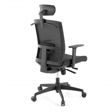 cadeira ergonomica preto estrutura negra reposacabecas malha mesh bracos regulaveis 1d apoio lombar apoio de cabeca 6