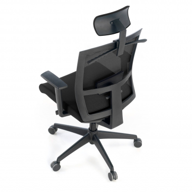 cadeira ergonomica preto estrutura negra reposacabecas malha mesh bracos regulaveis 1d apoio lombar apoio de cabeca 5
