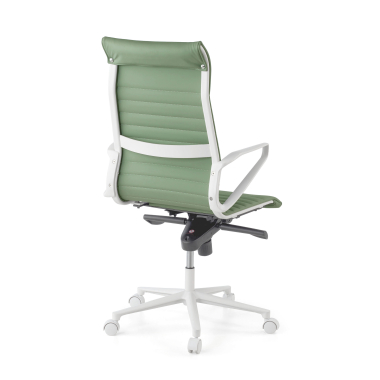 cadeira executiva e de direcao branco verde respaldo alto estrutura branca pele sintetica bracos fixos 6