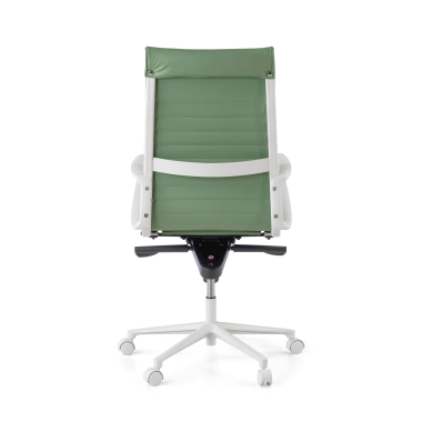 cadeira executiva e de direcao branco verde respaldo alto estrutura branca pele sintetica bracos fixos 7