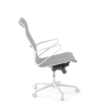 cadeira executiva e de direcao branco cinzento respaldo alto estrutura branca pele sintetica bracos fixos 5