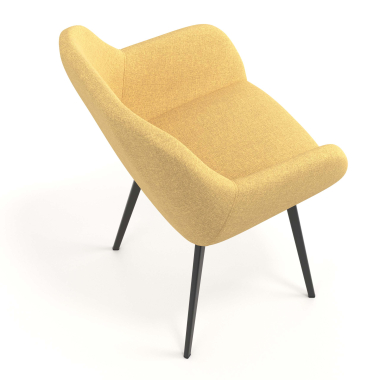 cadeira de visitante amarelo 4 patas tecido bracos estofados 7