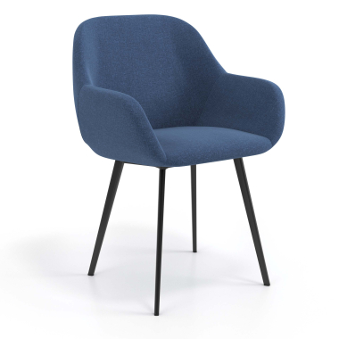 cadeira de visitante preto azul 4 patas tecido bracos estofados 1