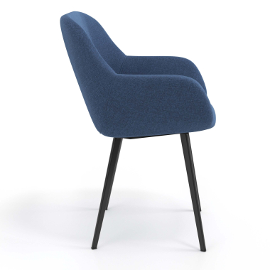 cadeira de visitante preto azul 4 patas tecido bracos estofados 3