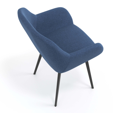 cadeira de visitante preto azul 4 patas tecido bracos estofados 7