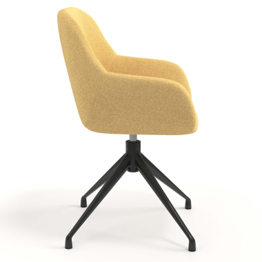 cadeira de reuniao preto amarelo giratoria tecido bracos estofados 3
