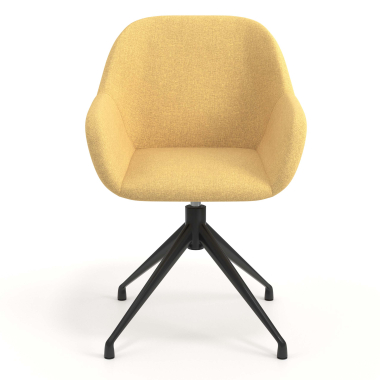 cadeira de reuniao preto amarelo giratoria tecido bracos estofados 4