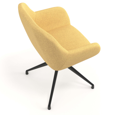cadeira de reuniao preto amarelo giratoria tecido bracos estofados 7