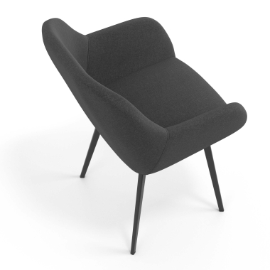 cadeira de visitante preto antracite 4 patas tecido bracos estofados 7
