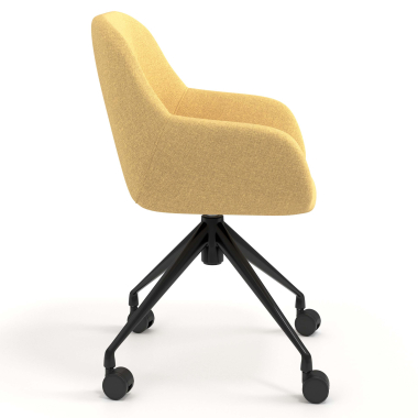 cadeira de reuniao preto amarelo giratoria com rodizios tecido bracos estofados 3