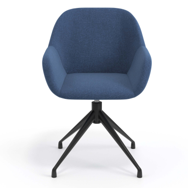 cadeira de reuniao preto azul giratoria tecido bracos estofados 4