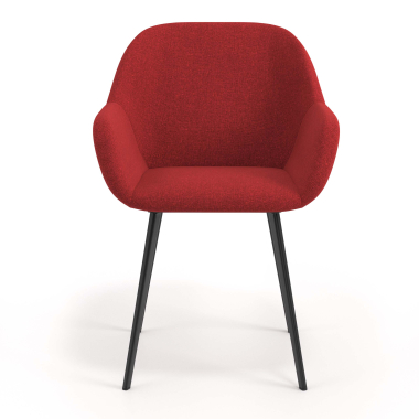 cadeira de visitante preto vermelho 4 patas tecido bracos estofados 4