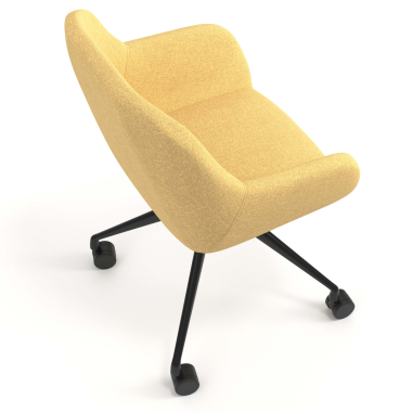 cadeira de reuniao preto amarelo giratoria com rodizios tecido bracos estofados 7
