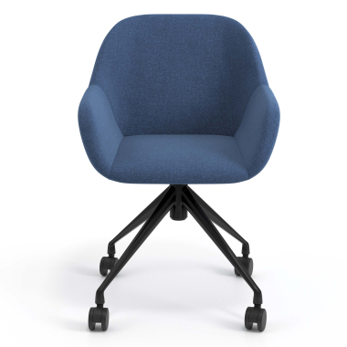 cadeira de reuniao preto azul giratoria com rodizios tecido bracos estofados 4