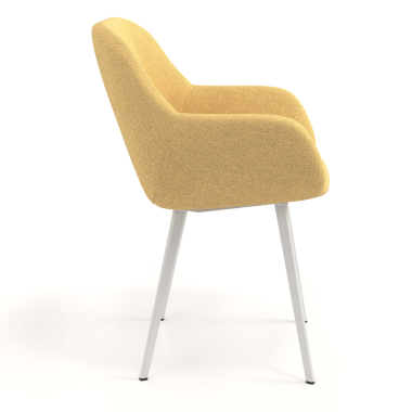 cadeira de visitante branco amarelo 4 patas tecido bracos estofados 3