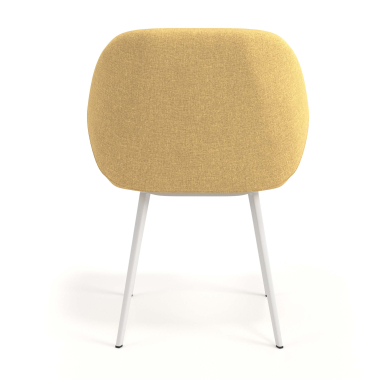 cadeira de visitante branco amarelo 4 patas tecido bracos estofados 6