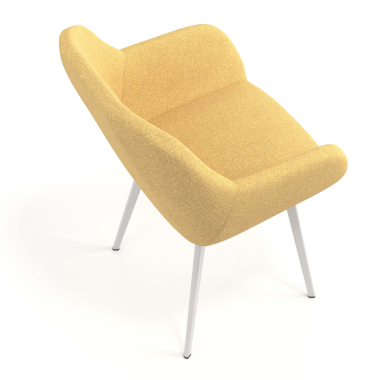 cadeira de visitante branco amarelo 4 patas tecido bracos estofados 7