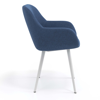 cadeira de visitante branco azul 4 patas tecido bracos estofados 3