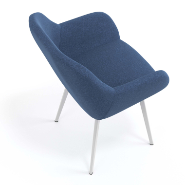 cadeira de visitante branco azul 4 patas tecido bracos estofados 7