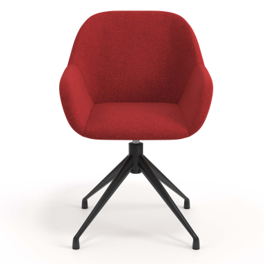cadeira de reuniao preto vermelho giratoria tecido bracos estofados 4