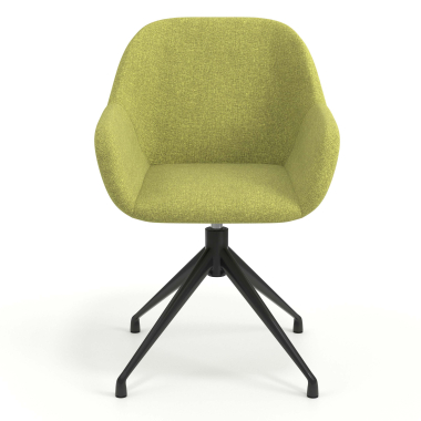 cadeira de reuniao preto verde giratoria tecido bracos estofados 4