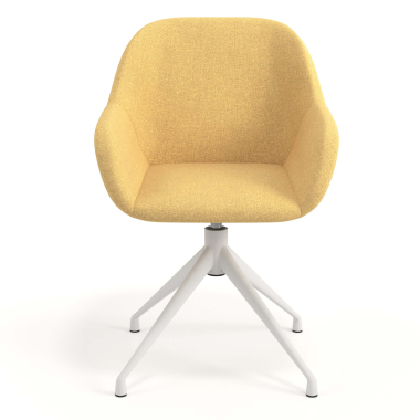 cadeira de reuniao branco amarelo giratoria tecido bracos estofados 4