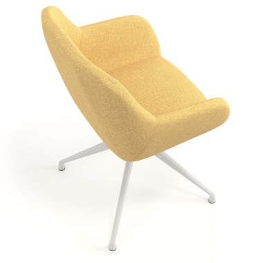 cadeira de reuniao branco amarelo giratoria tecido bracos estofados 7