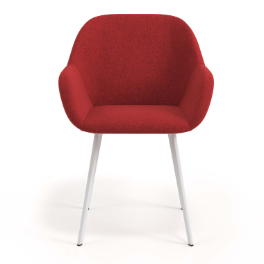 cadeira de visitante branco vermelho 4 patas tecido bracos estofados 4