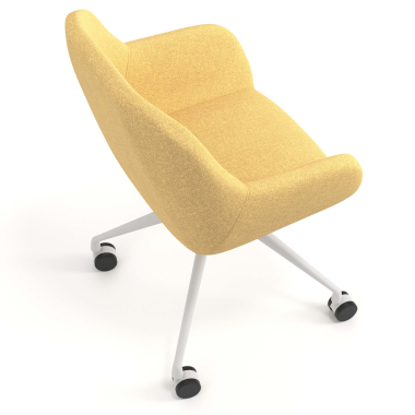 cadeira de reuniao branco amarelo giratoria com rodizios tecido bracos estofados 7