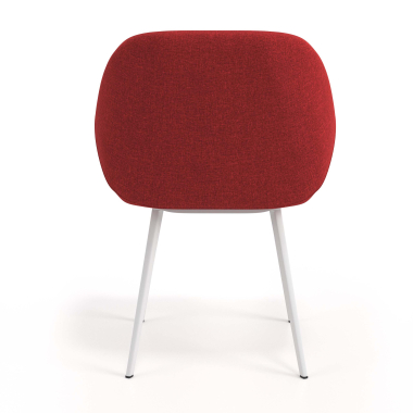cadeira de visitante branco vermelho 4 patas tecido bracos estofados 6