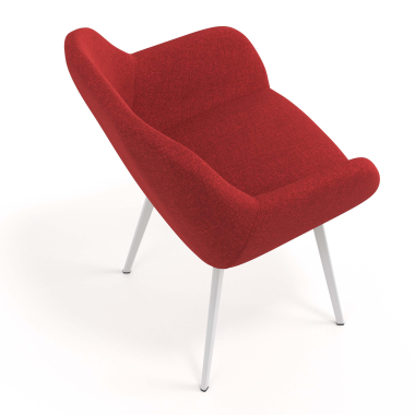 cadeira de visitante branco vermelho 4 patas tecido bracos estofados 7