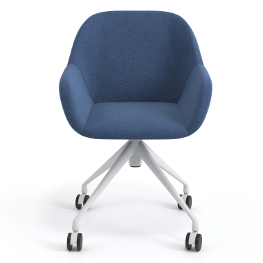 cadeira de reuniao branco azul giratoria com rodizios tecido bracos estofados 4
