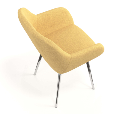 cadeira de visitante cromado amarelo 4 patas tecido bracos estofados 7