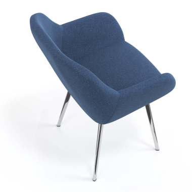 cadeira de visitante cromado azul 4 patas tecido bracos estofados 7