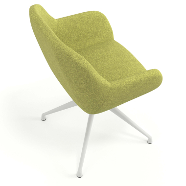 cadeira de reuniao branco verde giratoria tecido bracos estofados 7