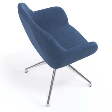 cadeira de reuniao cromado azul giratoria tecido bracos estofados 7
