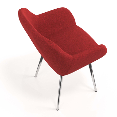 cadeira de visitante cromado vermelho 4 patas tecido bracos estofados 7
