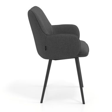 cadeira de visitante preto antracite 4 patas tecido bracos estofados 3